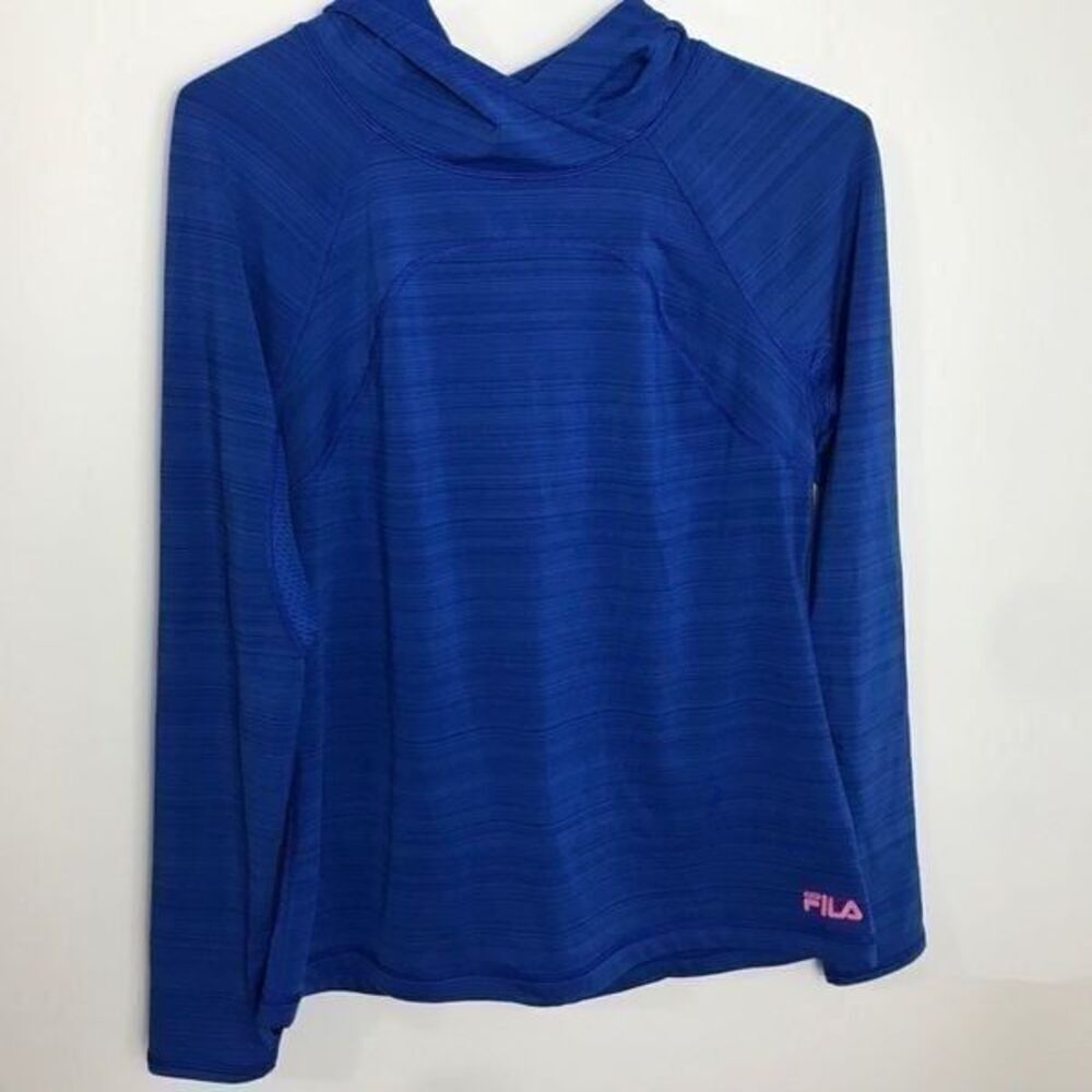 Fila long blue sleeve pullover hoodie size L…0562